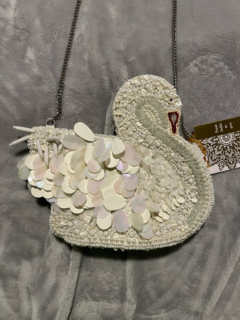 White Swan Sequin and Beaded Crossbody - Picture 2 of 6